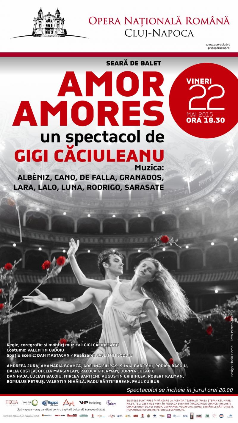 Spectacol de dans contemporan unic și efervescent  AMOR AMORES, în regia lui Gigi Căciuleanu,  vineri, 22 mai