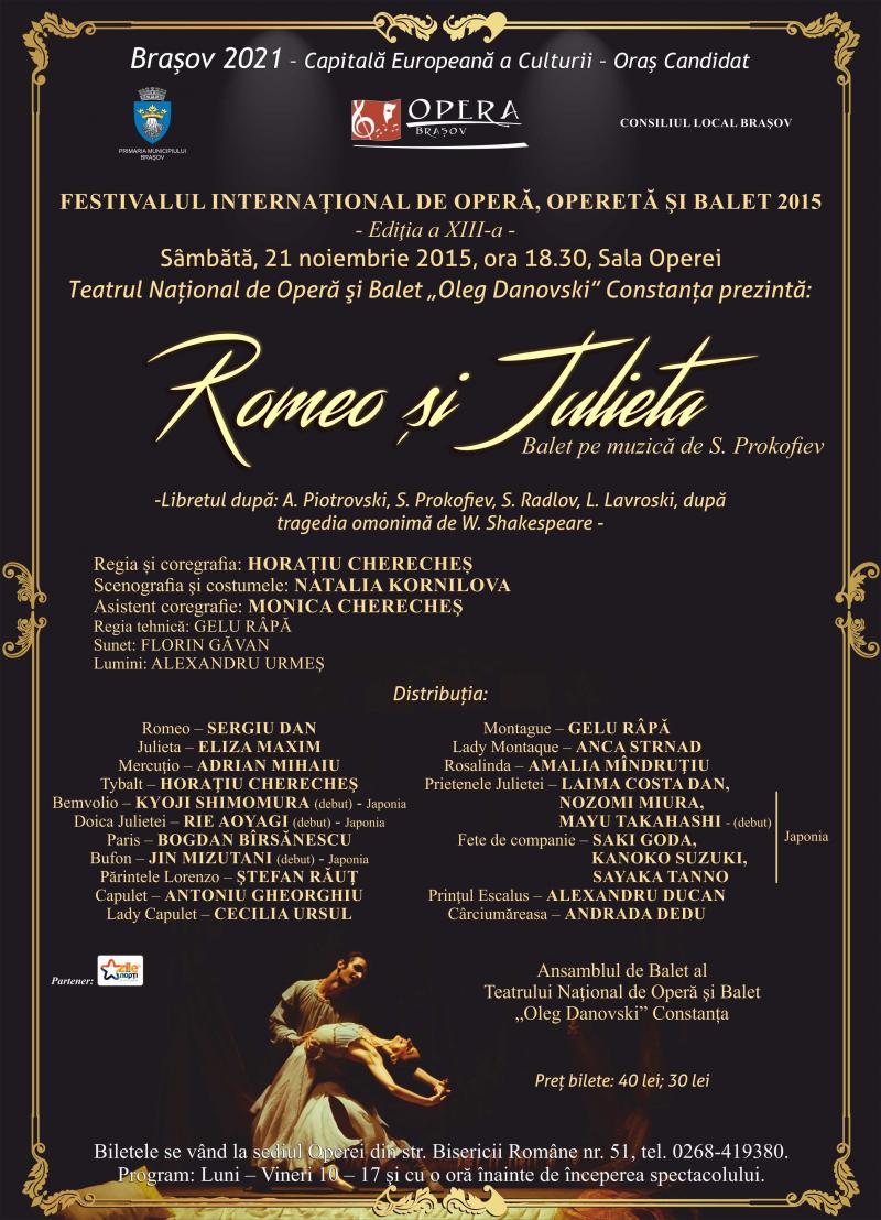Baletul "Romeo și Julieta", în Festivalul Internațional de Operă, Operetă și Balet 2015