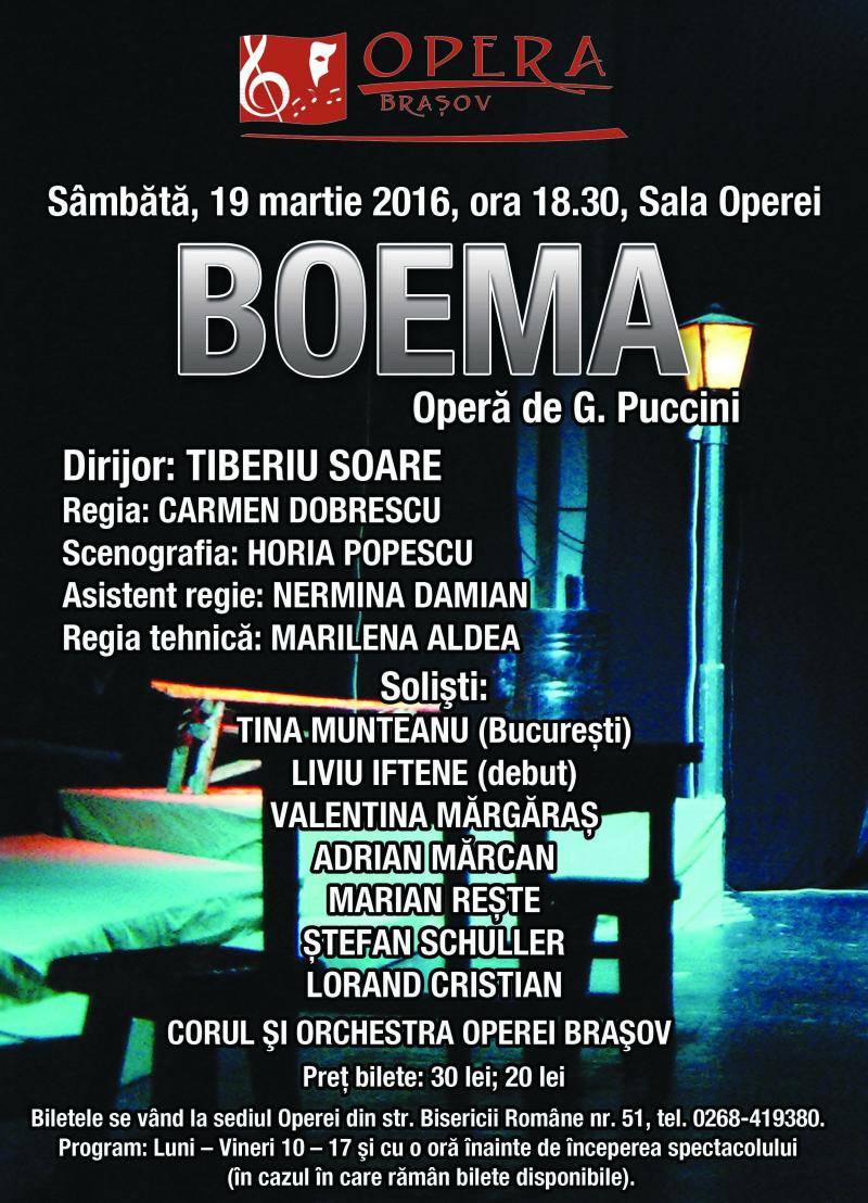 "Boema", o nouă capodoperă pe scena Operei Brașov