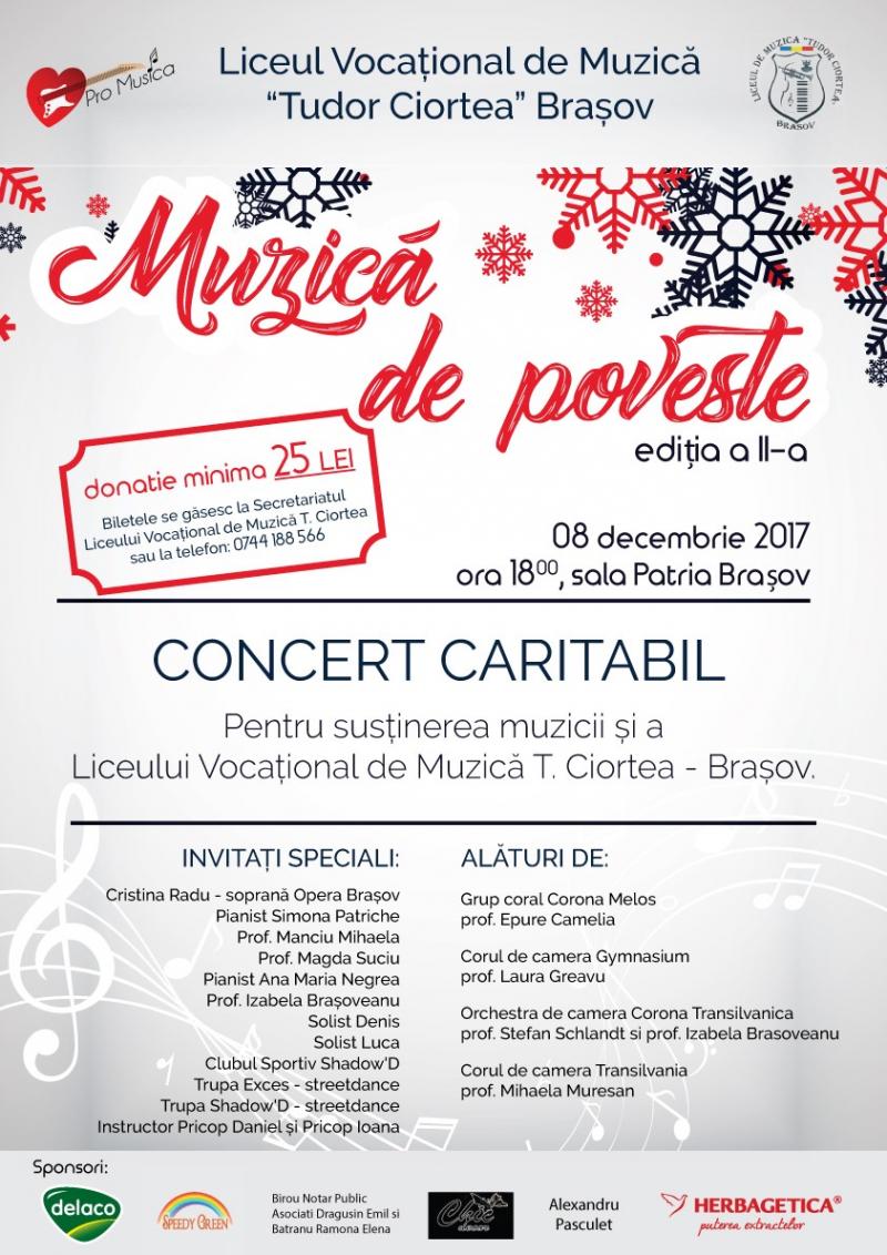 Concert caritabil "Muzică de poveste" pentru Liceul de Muzică Brașov