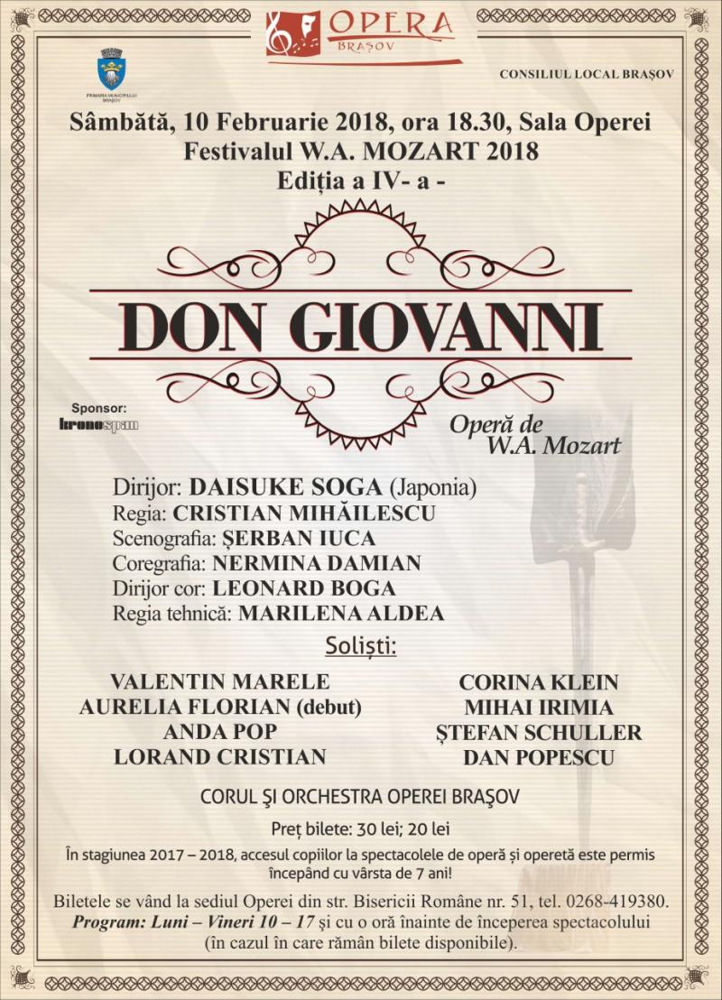 "Don Giovanni", o operă seducătoare, pe scena Operei Brașov