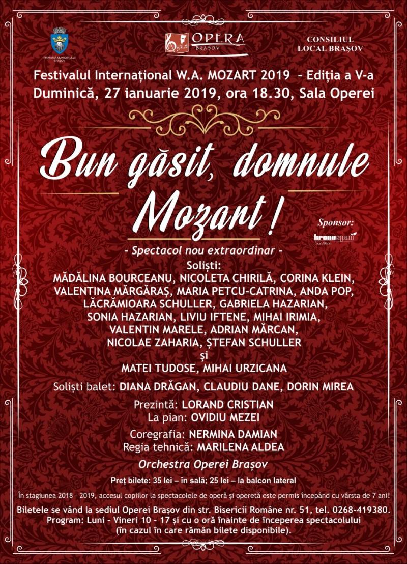 Începe cea de-a cincea ediție a Festivalului Internațional W.A. MOZART la Opera Brașov!