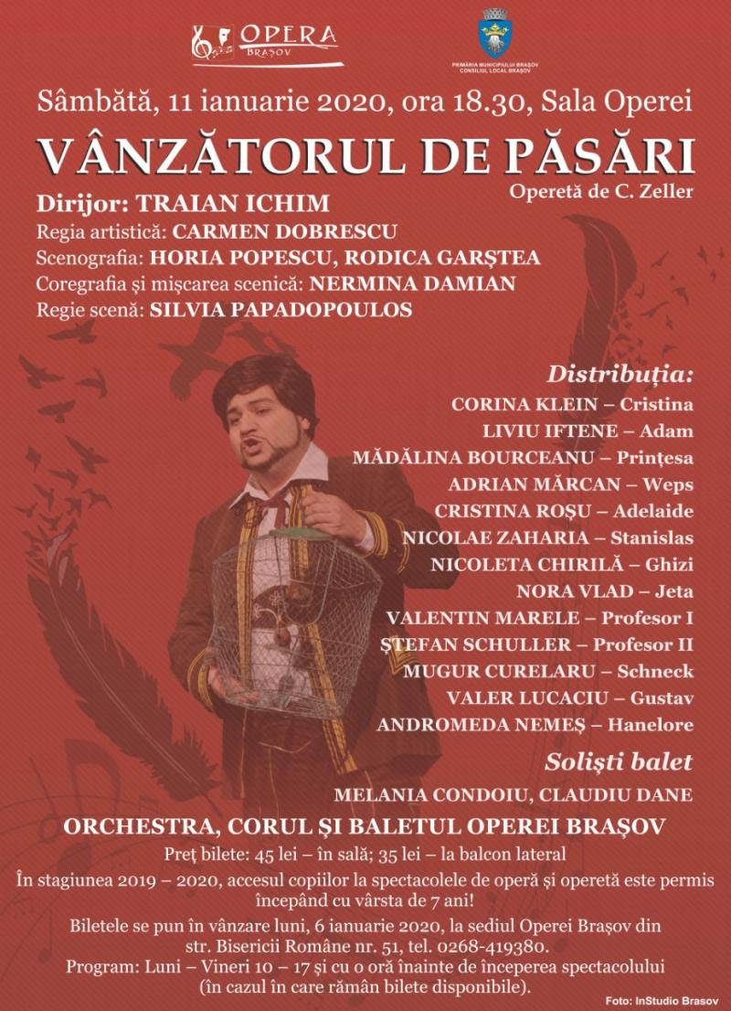 „Vânzătorul de păsări” inaugurează 2020 la Opera Brașov