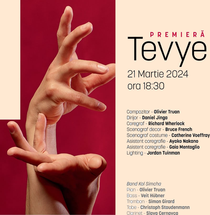 În a doua parte a lunii martie la București: Tevye de Olivier Truan, Elixirul dragostei de Donizetti și Boema de Puccini