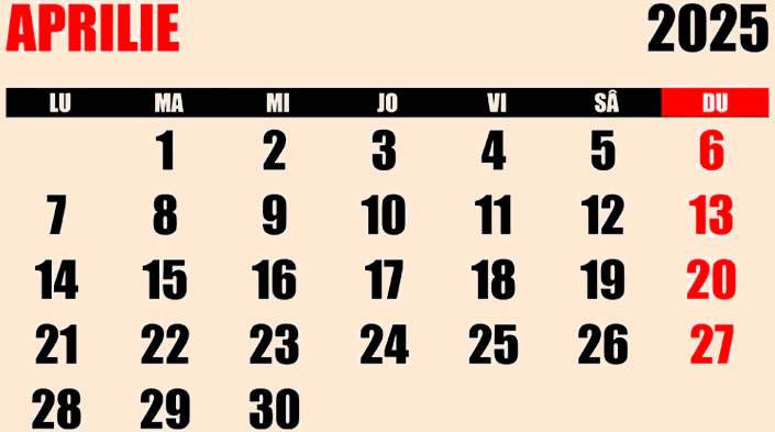 Program aprilie 2025