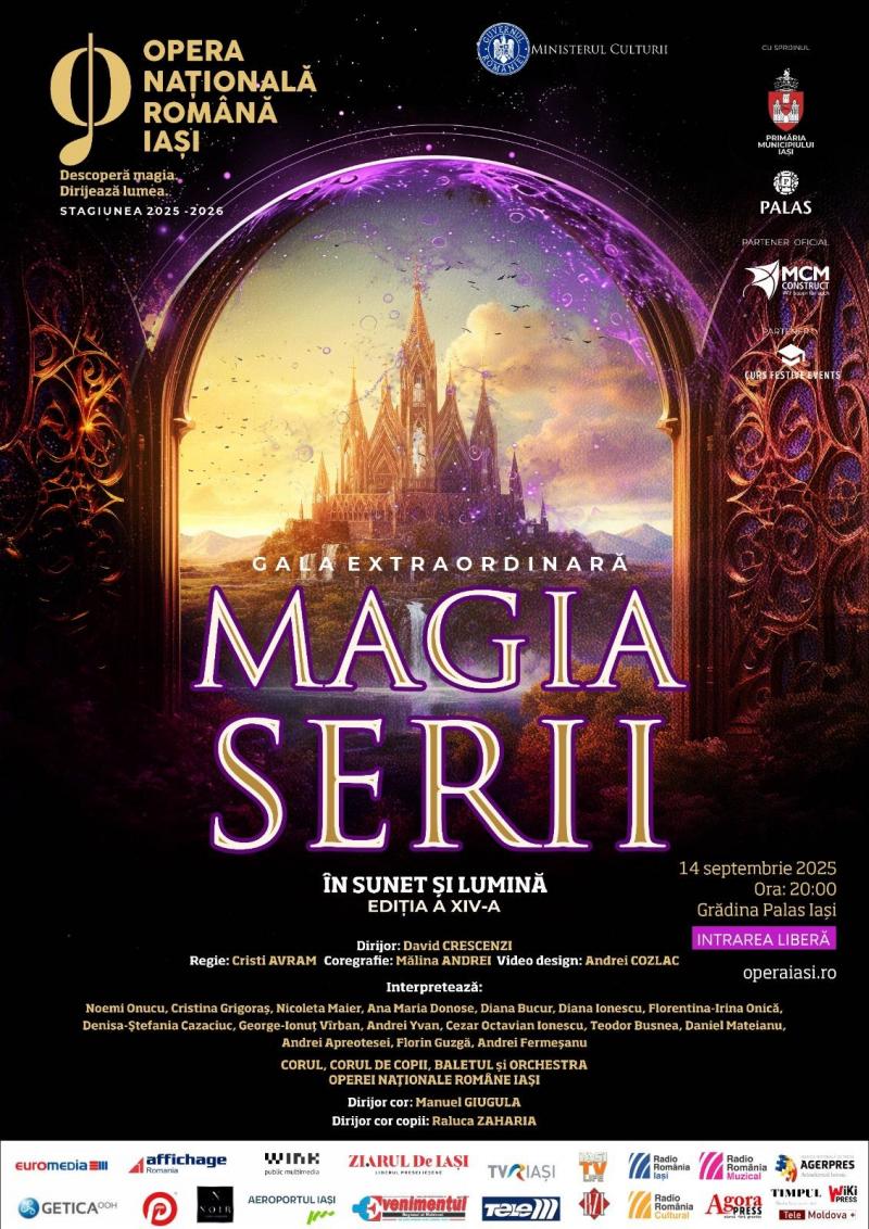 Gala extraordinară „Magia serii în sunet și lumină”, oferită de Opera Iași, va avea loc în Grădina Palas