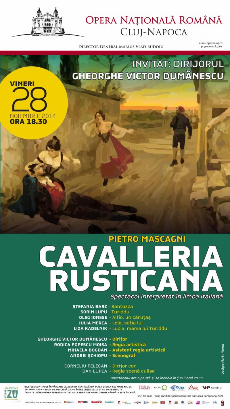 Modificare de program al serii lirice de vineri, 28 noiembrie Spectacolul "Paiațe" este înlocuit cu "Cavalleria Rusticana"