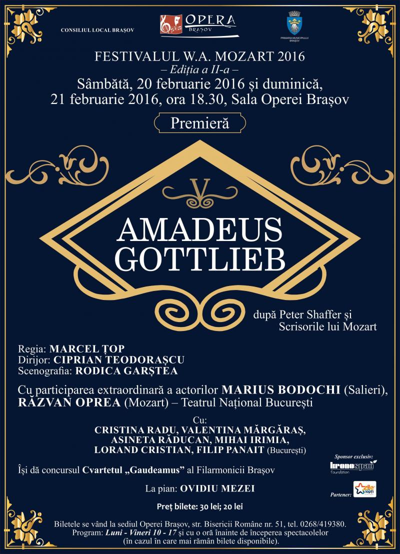 "Amadeus-Gottlieb", premieră extraordinară la Opera Brașov