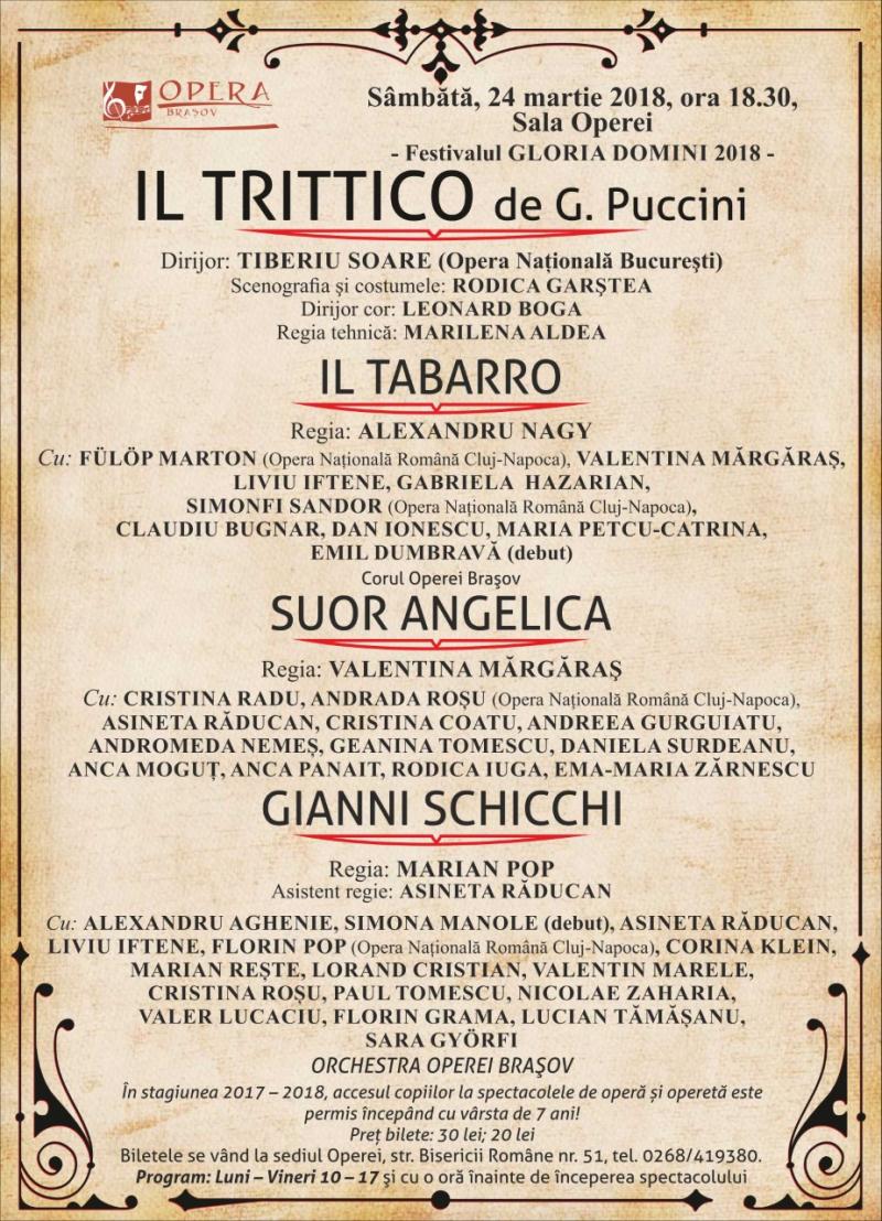 "Il Trittico", trei opere într-un spectacol aniversar