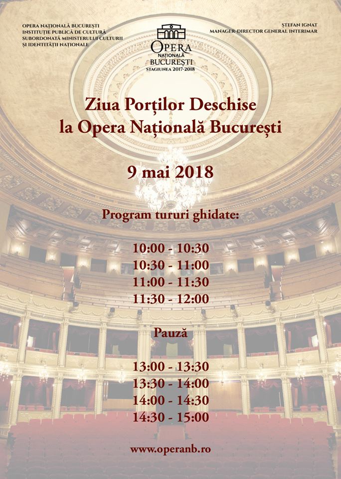 9 mai, Ziua Porților Deschise la Opera Națională București