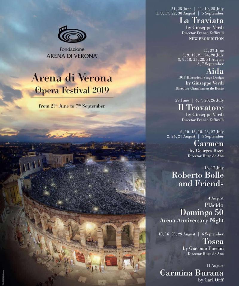 Calendar Arena din Verona - septembrie 2019