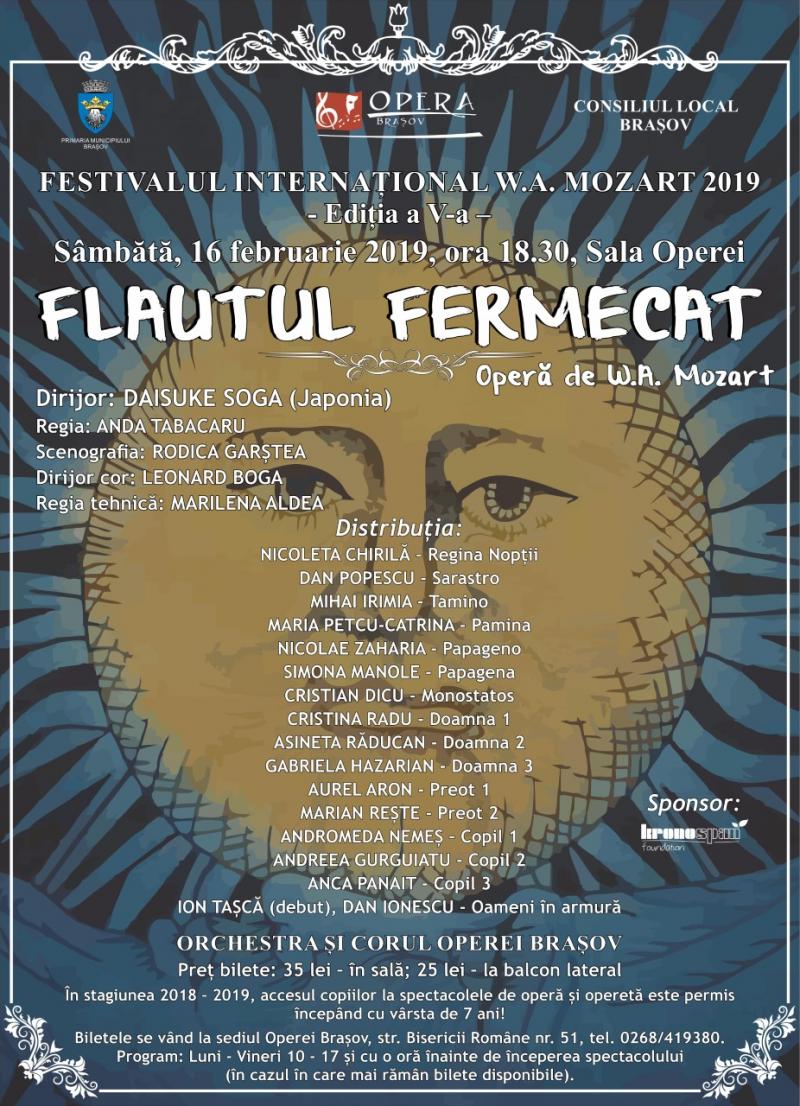 În cadrul Festivalului Internațional W.A. Mozart 2019, opera "Flautul fermecat"