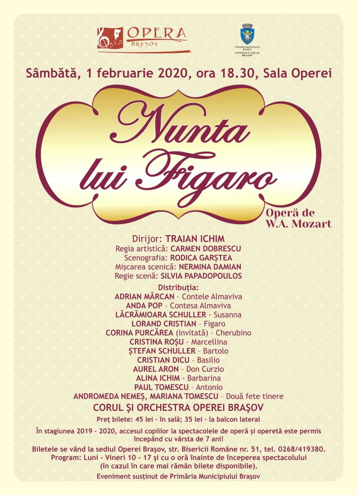 „Nunta lui Figaro” deschide „Luna Mozart” la Opera Brașov