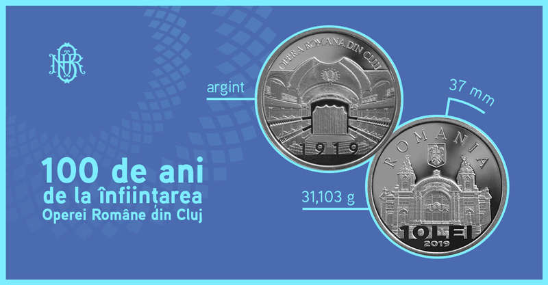 MonedÄƒ din argint cu tema "100 de ani de la Ã®nfiinÅ£area Operei RomÃ¢ne din Cluj-Napoca"