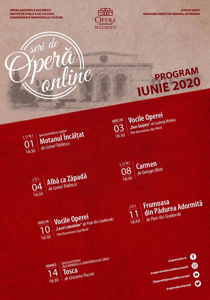 Programul Seri de Operă Online pentru luna iunie