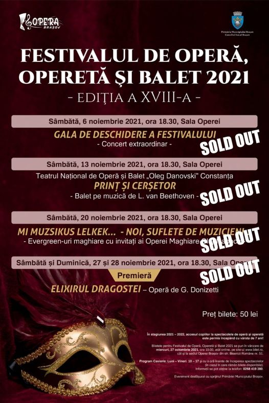 Premiera operei â€žElixirul dragosteiâ€� Ã®ncheie Festivalul de OperÄƒ, OperetÄƒ È™i Balet 2021