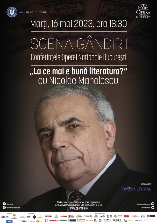 Criticul literar Nicolae Manolescu, invitat Ã®n luna mai la Scena GÃ¢dirii de la ONB