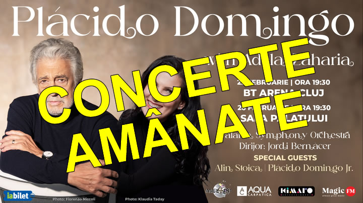Concertele de la Cluj È™i BucureÈ™ti ale legendarului tenor Placido Domingo vor fi reprogramate!