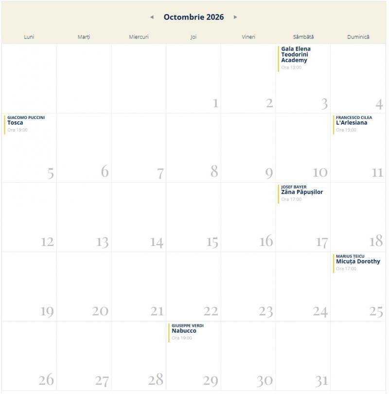Program octombrie 2026, Craiova